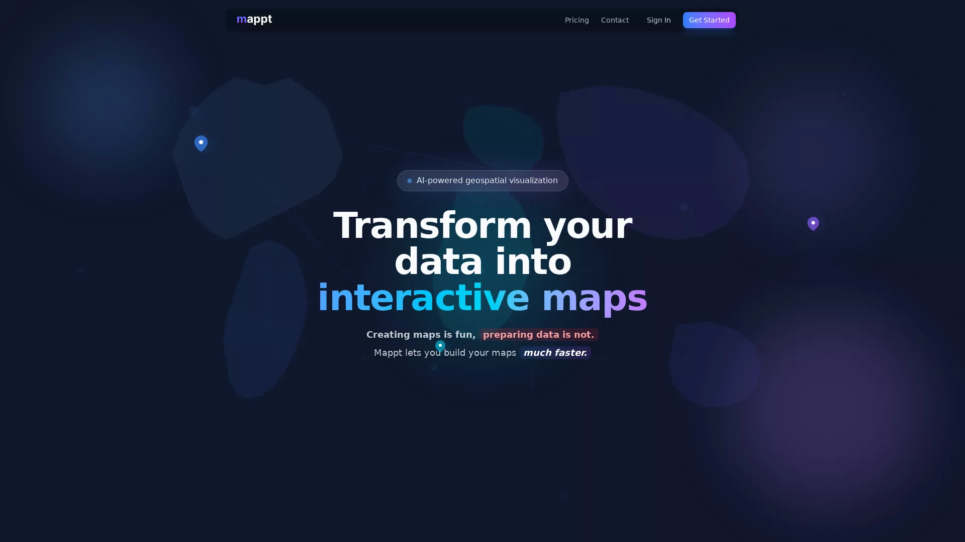 Mappt - AI Geospatial Analysis Tool Website Screenshot