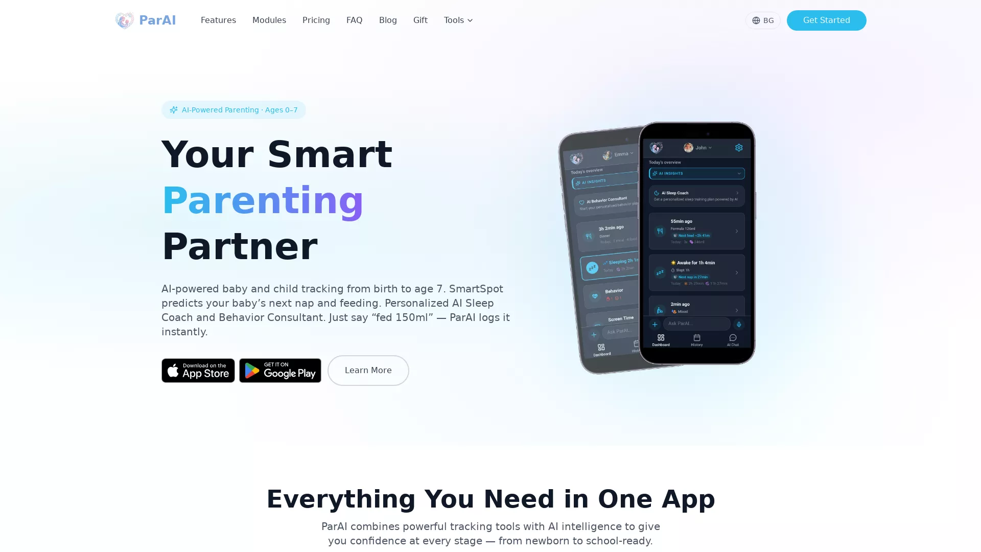 ParAI - AI Child Tracker Website Screenshot