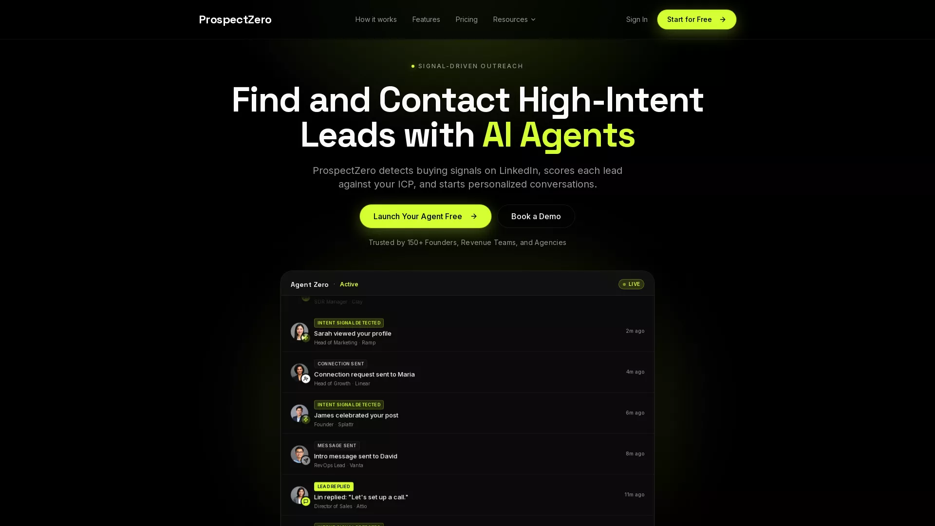 ProspectZero - AI Lead Generation Tools Website Screenshot