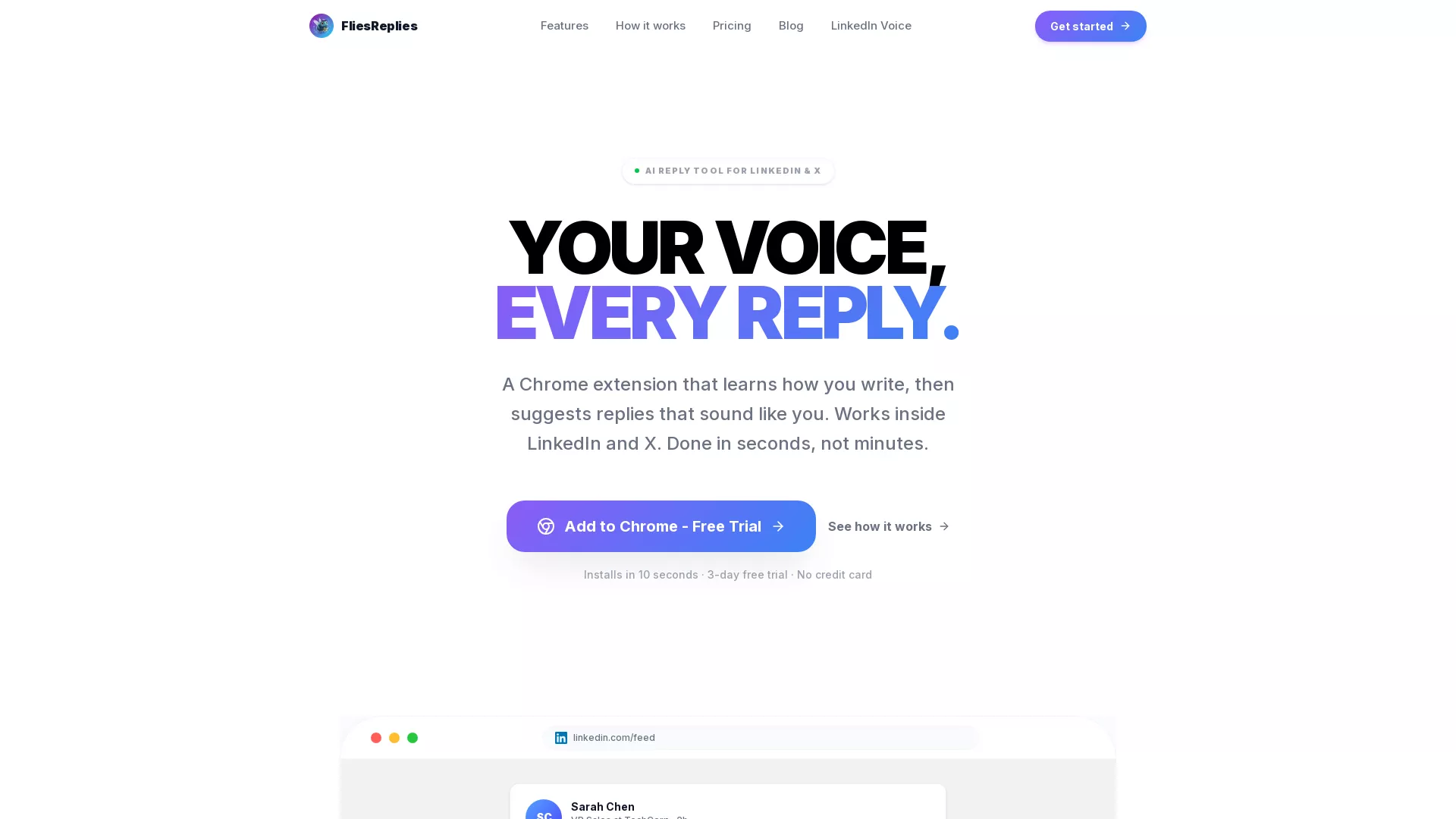 FliesReplies - AI Social Media Reply Tool Website Screenshot