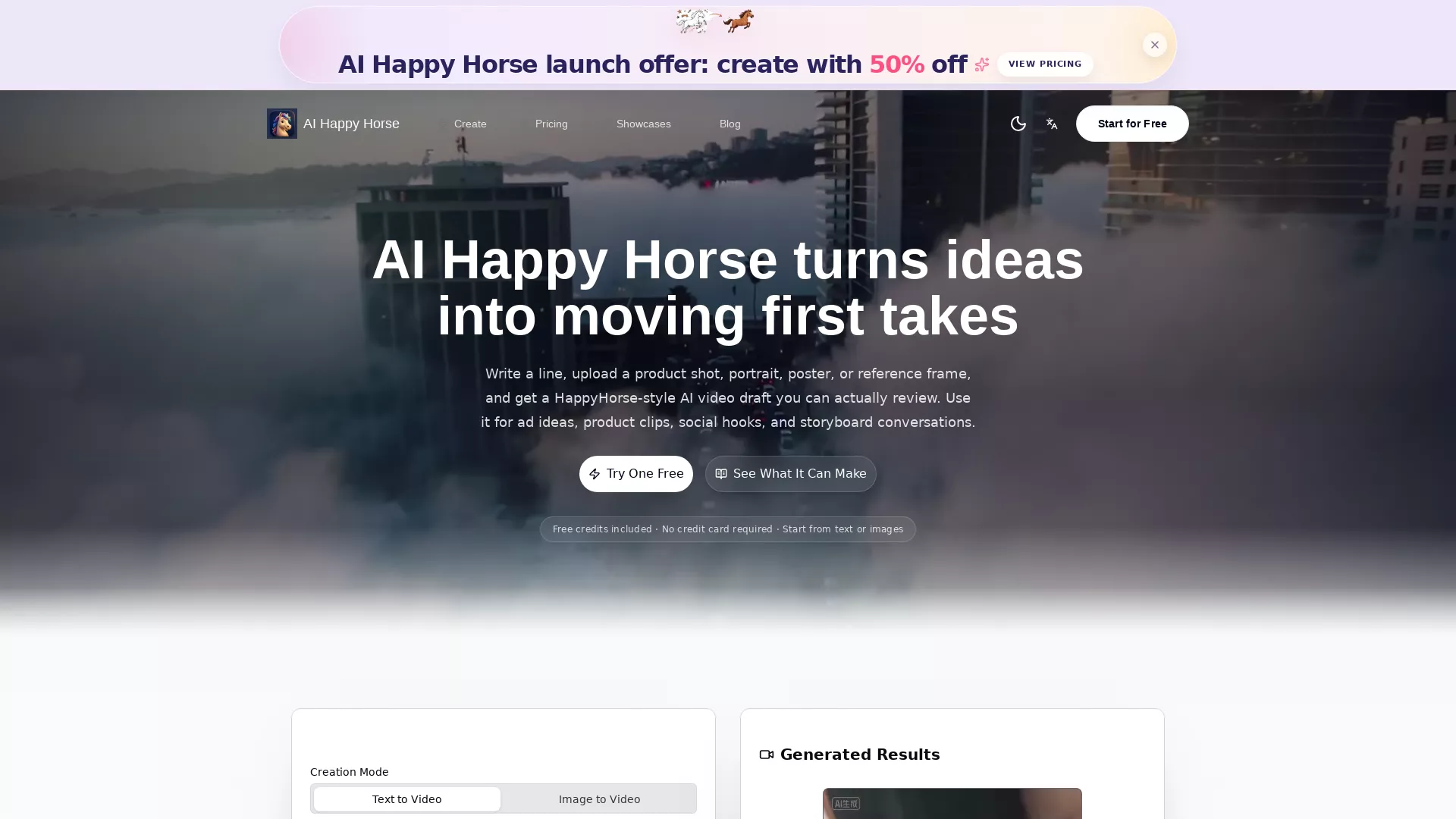AIHappyHorse - AI Content Creation Tool Website Screenshot