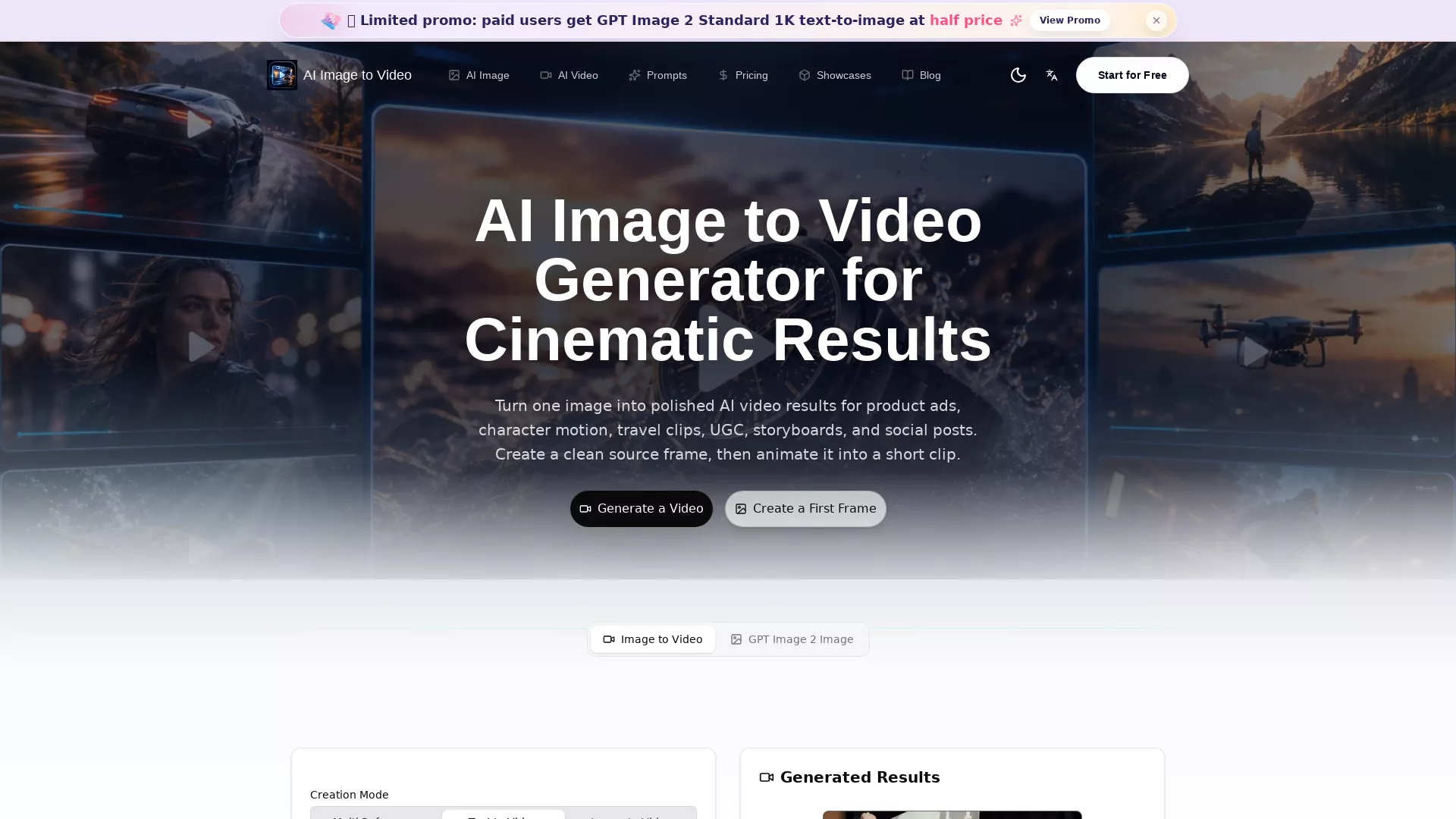 AIImageToVideo - AI Video Generation Website Screenshot