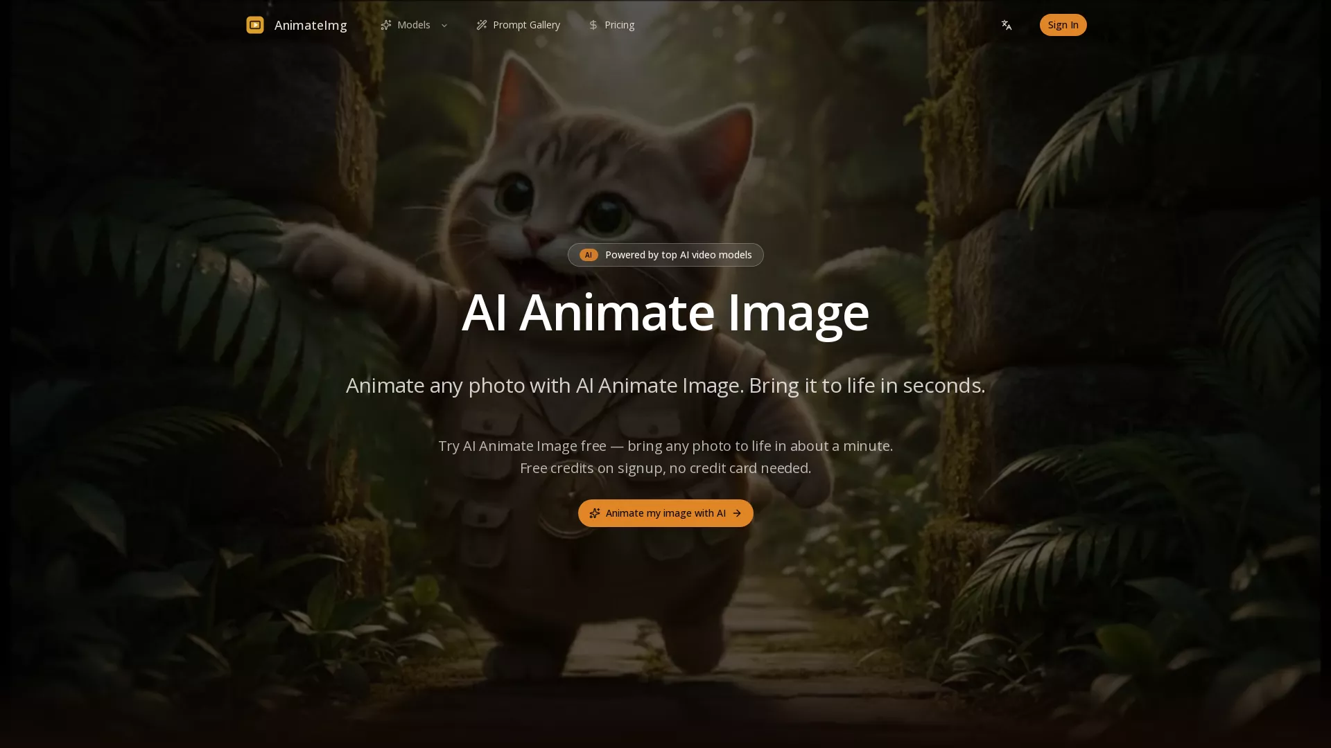 AIAnimateImage - AI Video Generation Tool Website Screenshot