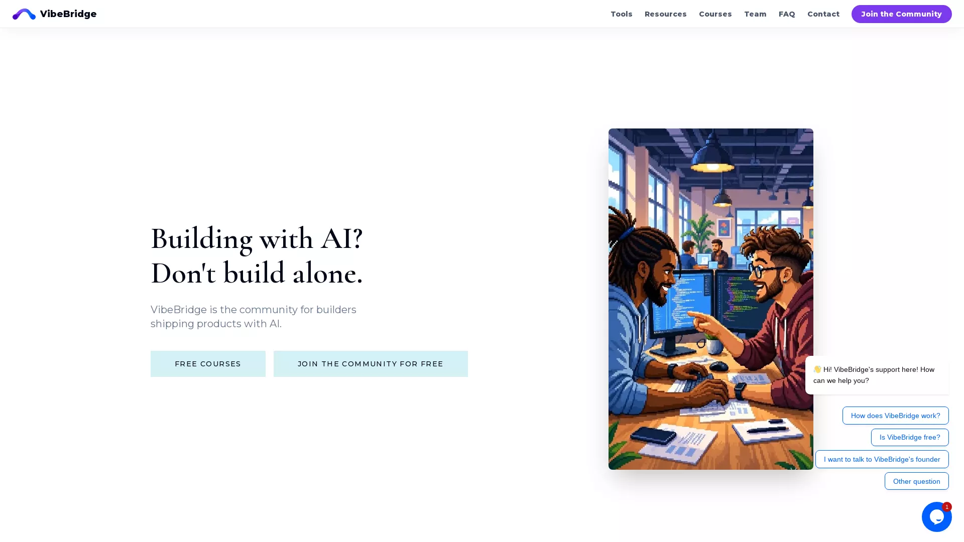VibeBridge - AI Product Launch Platform Website Screenshot