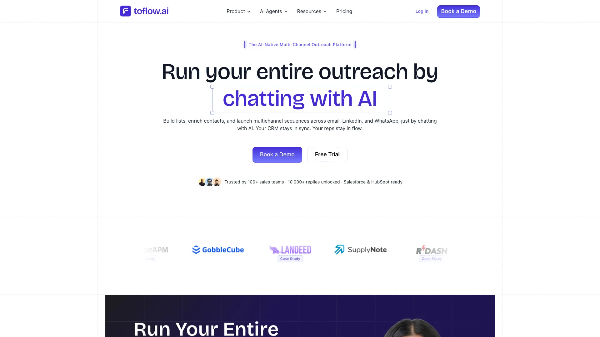 ToflowAI - AI Outreach Automation Website Screenshot