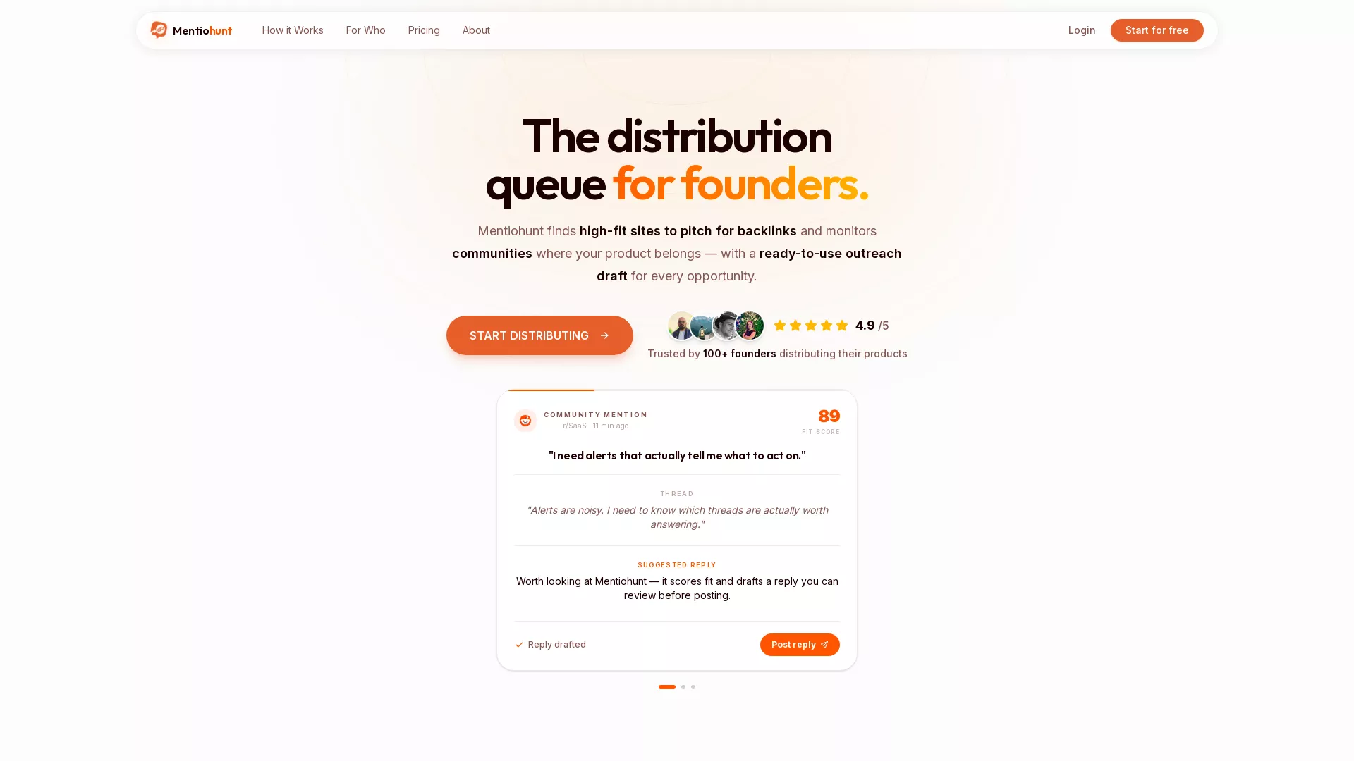 Mentiohunt - AI Monitoring Tool Website Screenshot