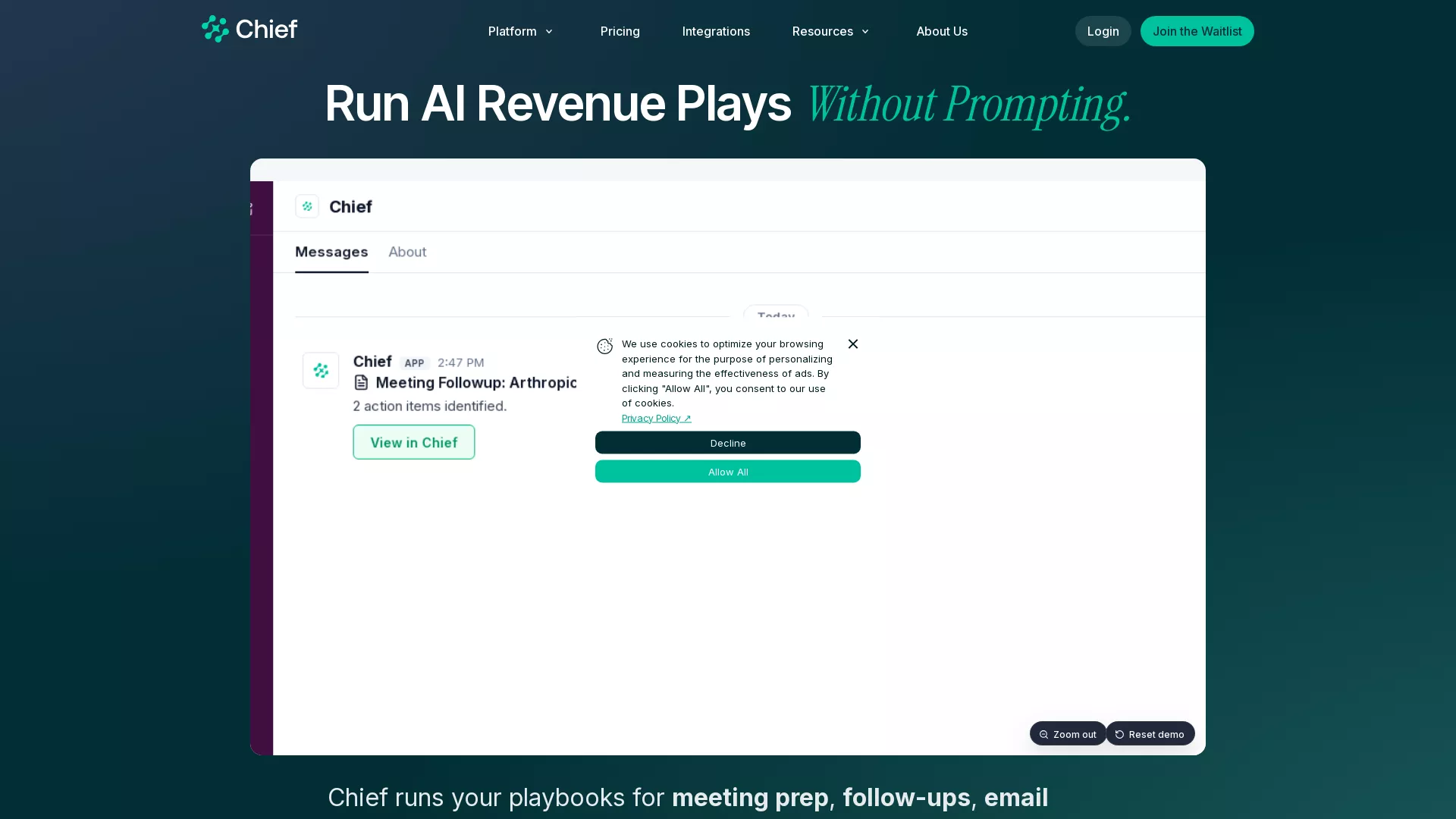 Chief - AI Sales Automation Website Screenshot