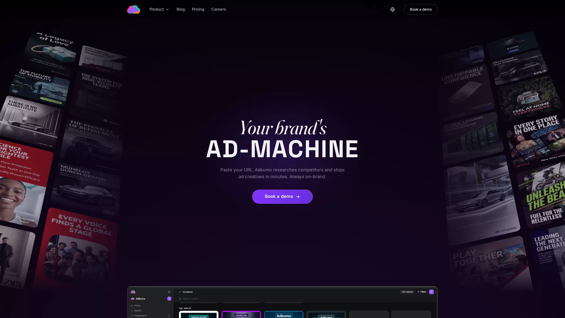 Adkumo - AI Advertising Tool Website Screenshot