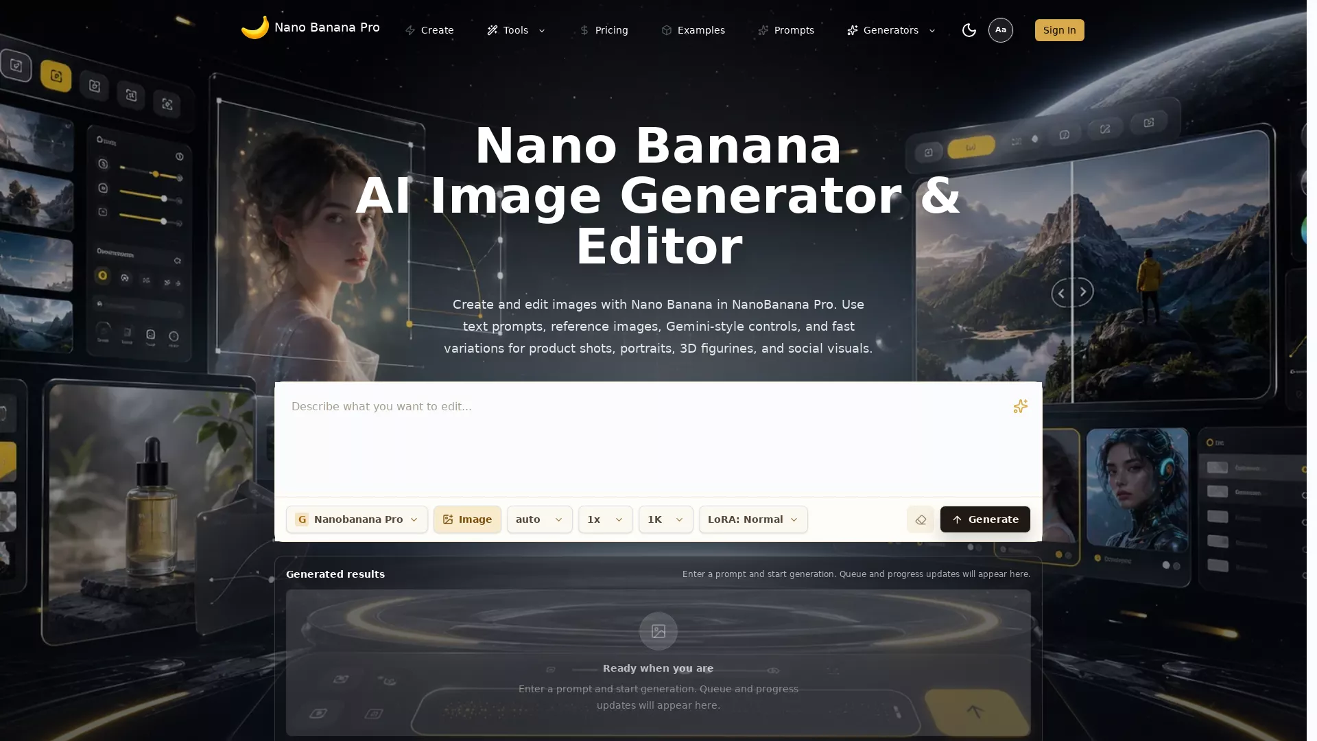 Nanobananapromax - AI TextToImageGenerator Website Screenshot
