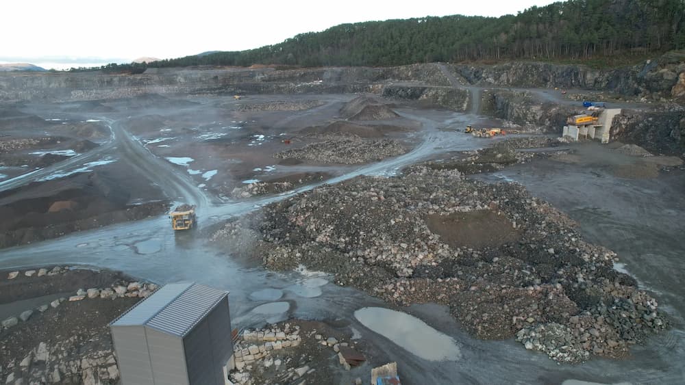 CAT D8 dozer in service workshop during remote control setup at Sibelco site