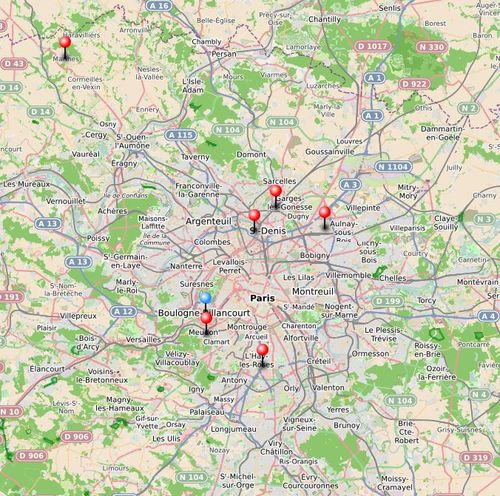 Carte des ateliers en Ile de France