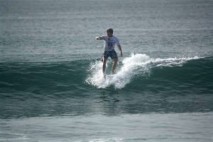 Donald Brieley hanging five in the Cloudnine Tip Time semi finals. Photo by Tim Hordyk.