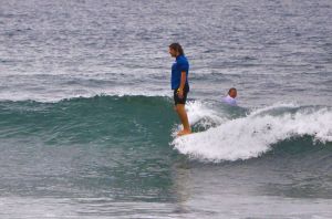 Finalist, Justin Bing of Western Province, with a laid back hang 10 