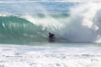 Jan Daffue sets himself up for another lonely barrel. Photo: Marcel Habets