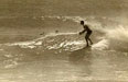 Reunion organizer Nicky Hough surfing Long Beach a few moons ago.