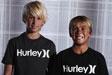 Jordy Maree is 11 and Ethan Fletcher is 10, both grinning like the Cheshire Cat in their new Hurley T-shirts. Photo: Richard Johnson