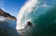 The last wave at Kalk Bay before the shark spotters notice a large great white just off the reef. God Bless the shark spotters. Photo: Peter Lambert