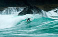 Dylan Lightfoot from Jeffreys Bay, cuts back into the power pocket at Piha Beach on Saturday. Photo: ISA