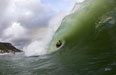 The low tide is the boogs paradise. Ross Painter sitting on the foamball. Date: 27 October 2009. Photo: Peter Lambert