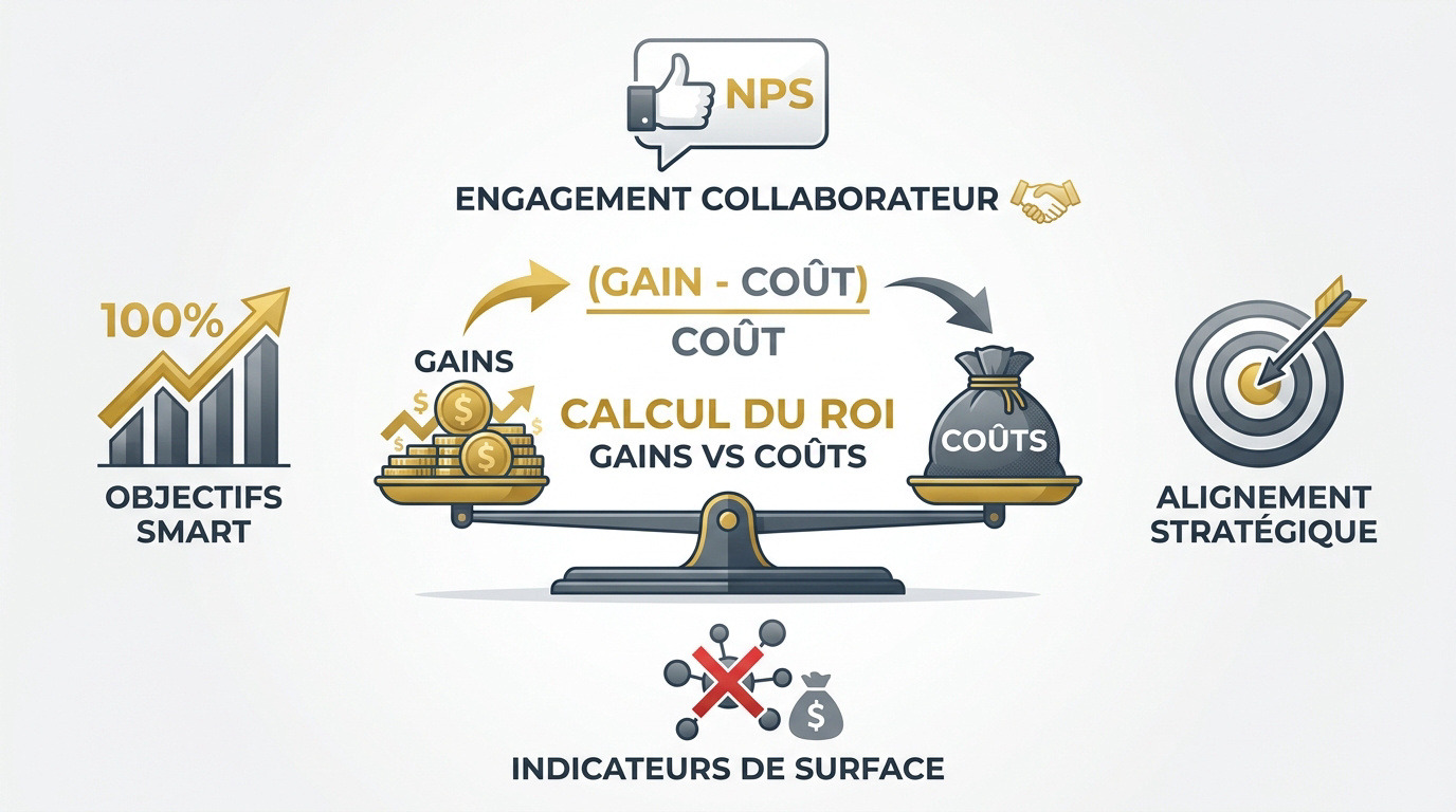 Infographie détaillant les étapes pour calculer le ROI d'une soirée d'entreprise