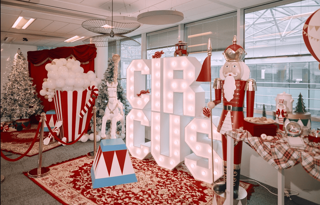 Arbre de Noël entreprise BPCE : thème Circus