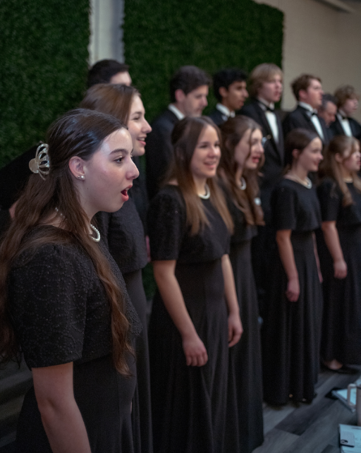 Girl in a choir singing