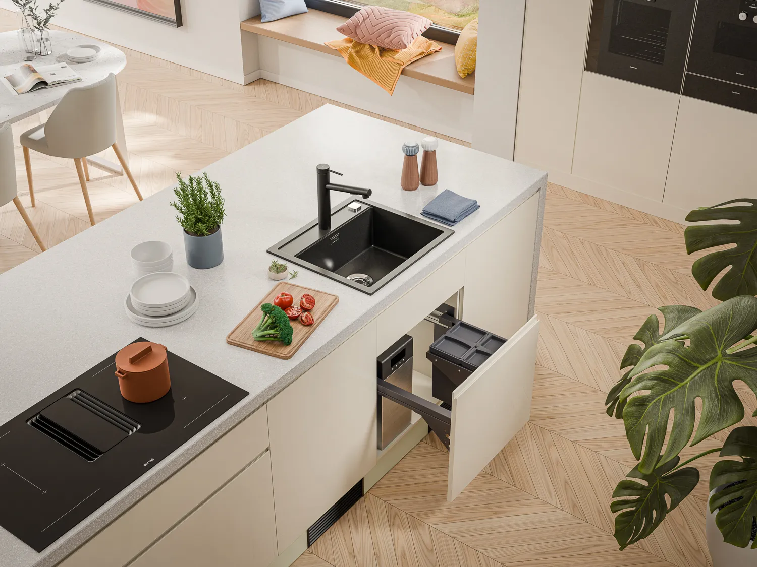 3D Milieu einer Küche mit Produkten von Naber - Pullboy