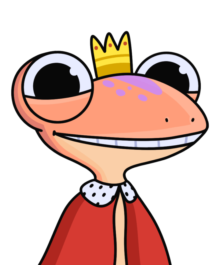 orange lizard in a king's costume