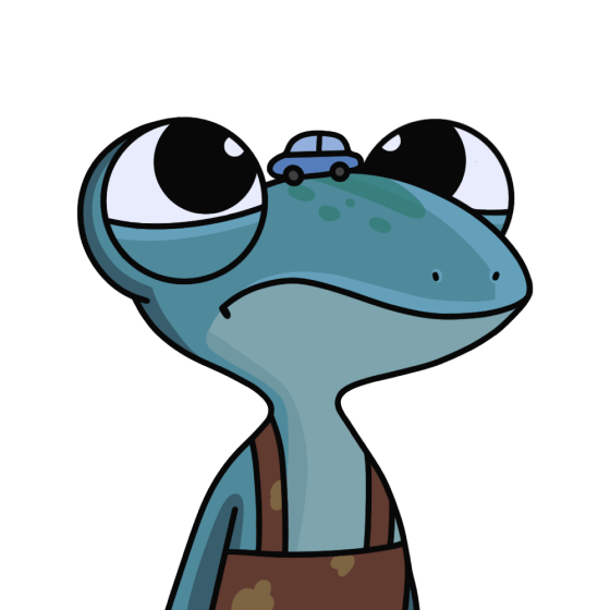lizard with car as a hat