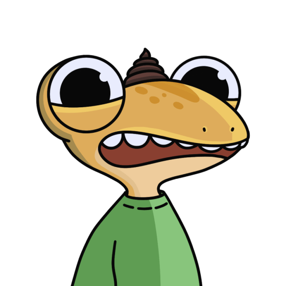 lizard with turd on his head