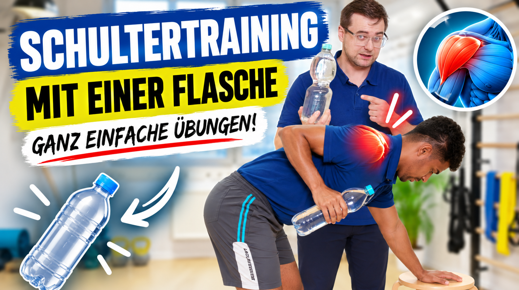 Physiotherapie Bonn: Vier Übungen mit der Wasserflasche für Rücken, Schultern und Arme