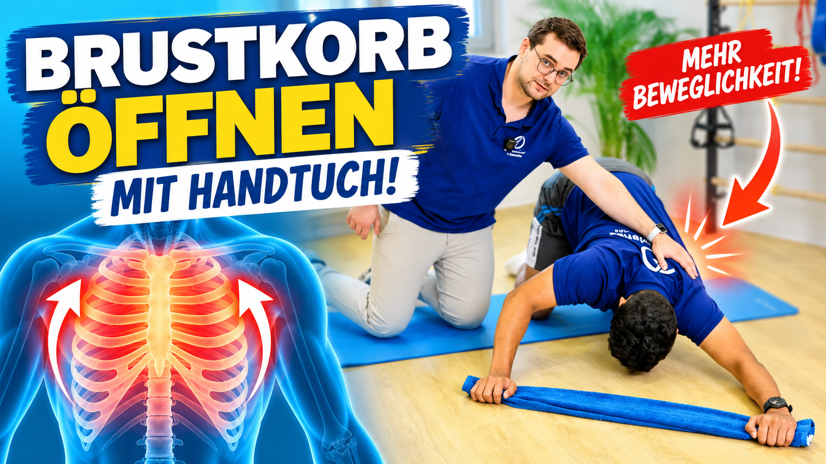 Physiotherapie Bonn: Mit einem Handtuch Schultern und Brustkorb mobilisieren