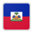Flag of Haiti with blue and red horizontal bands and a white square with the national coat of arms in the center.