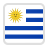 Flag of Uruguay with nine horizontal stripes alternating white and blue and a yellow sun with a face in the upper left corner.