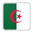 Flag of Algeria with vertical green and white stripes and a red crescent and star in the center.