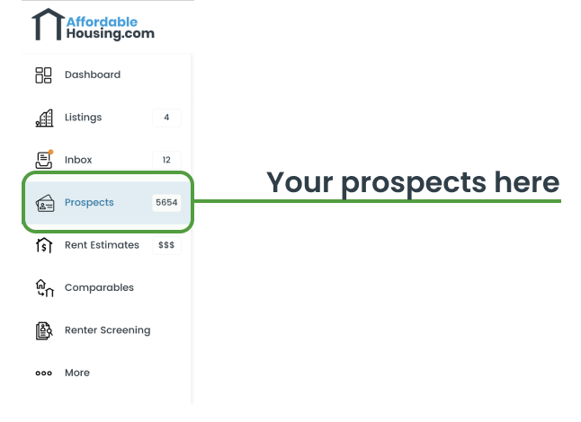 Find your applicants in the left navigation from the owner's dashboard