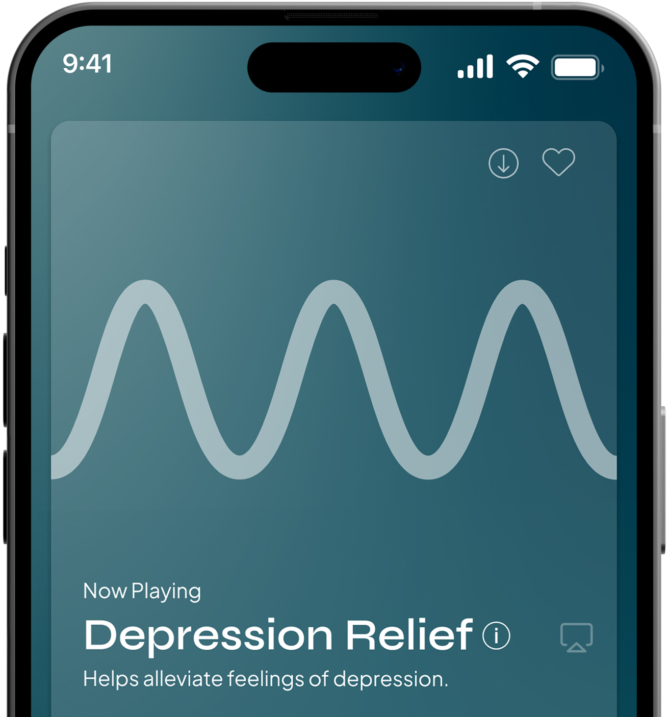 Smartphone screen showing the Soaak app with Anti-Anxiety frequency actively playing