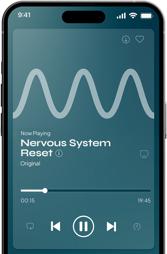 Smartphone screen showing the Soaak app with Anti-Anxiety frequency actively playing