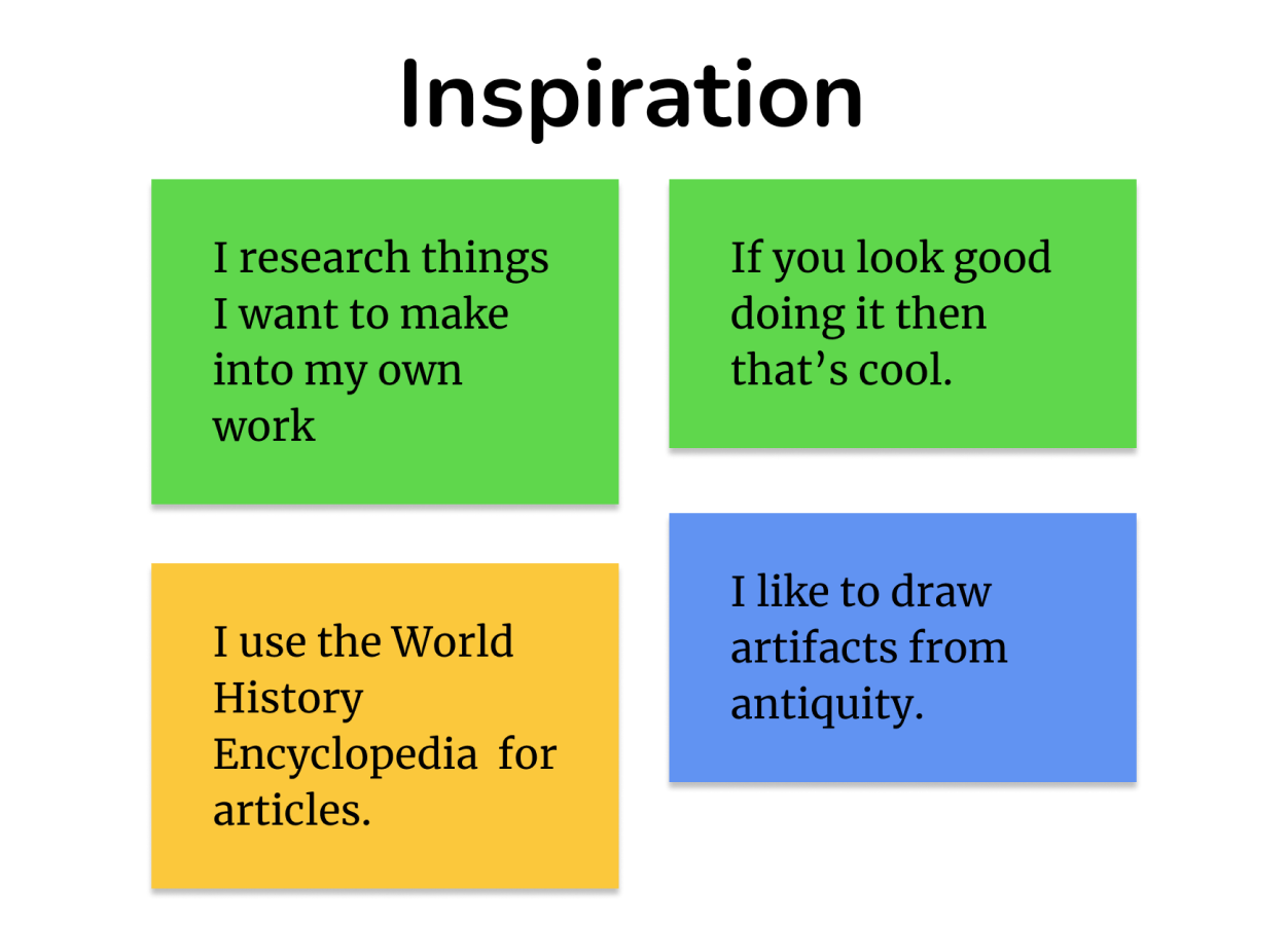 Inspiration responses.