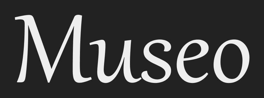 Museo wordmark in white text with black background.