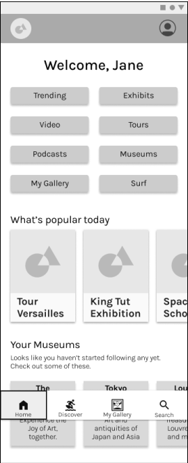 Low Fidelity Home Page.