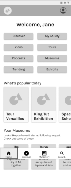 Low Fidelity Home Page.