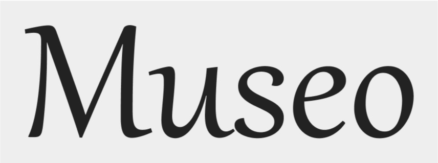 Museo wordmark in black letters on white background.