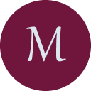 Museo logo with blue letter on maroon background.