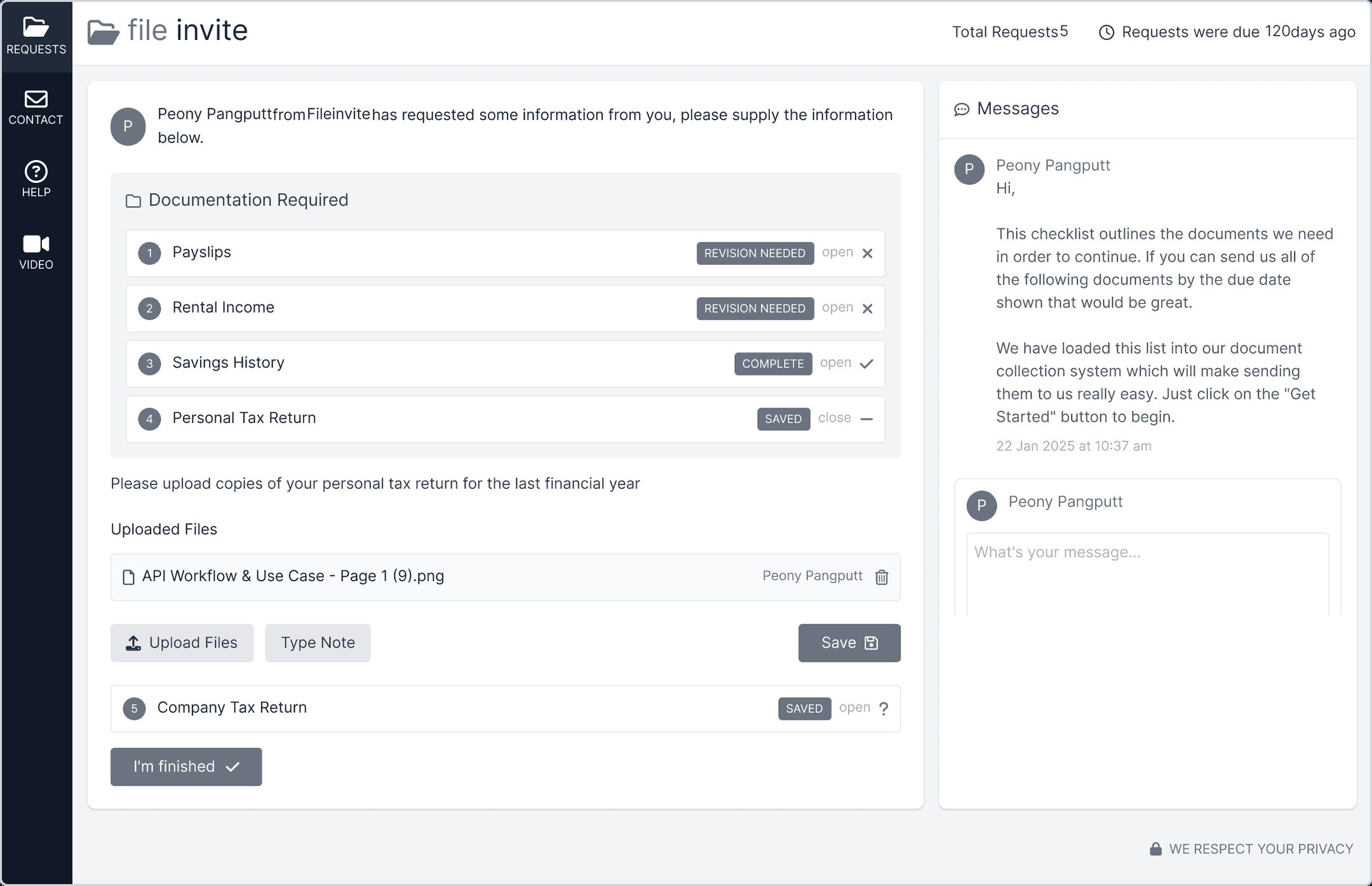 Original low-fidelity FileInvite portal exploration