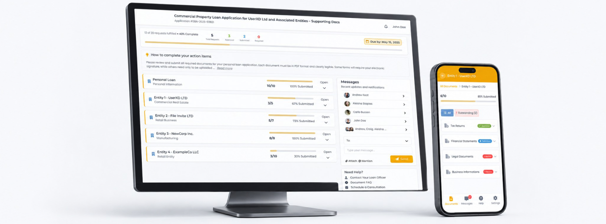 FileInvite portal in angled desktop and mobile devices