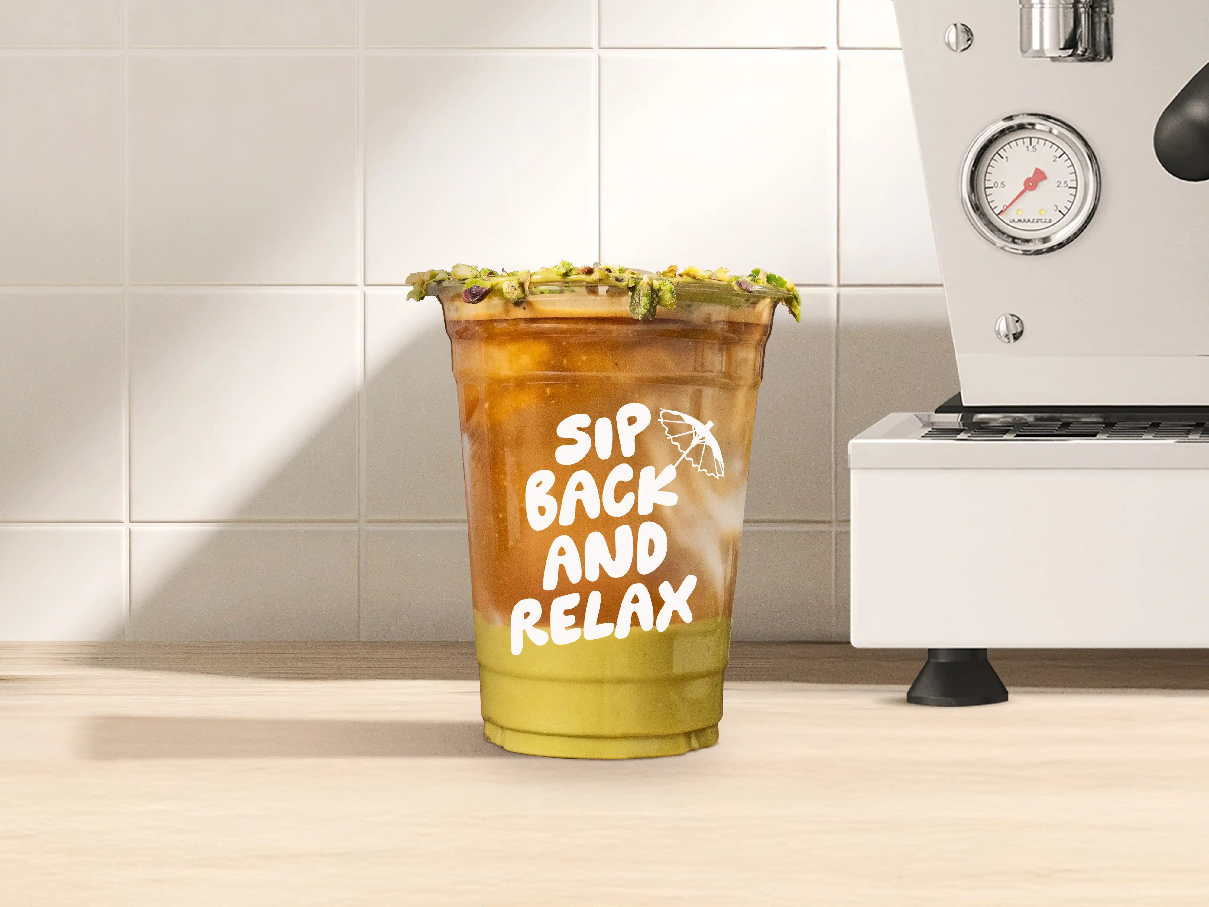 Iced Pistachio Almond Latte