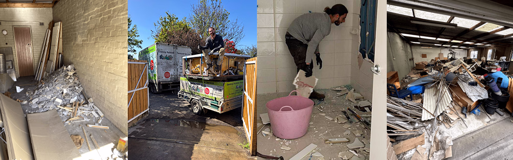 Worker from Geelong Rubbish Removal Service strips out a bathroom
