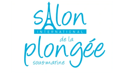 Logo bleu du Salon International de la Plongée sous-marine avec la lettre 'A' stylisée en forme de Tour Eiffel.