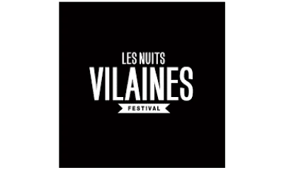 Logo du festival Les Nuits Vilaines avec le texte blanc sur fond noir.